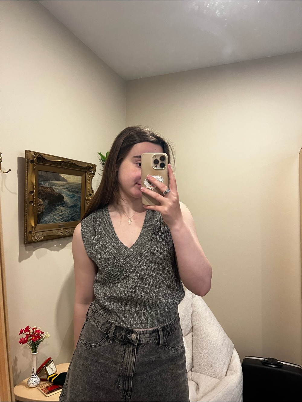 H&M Gray V-Neck Knit Vest